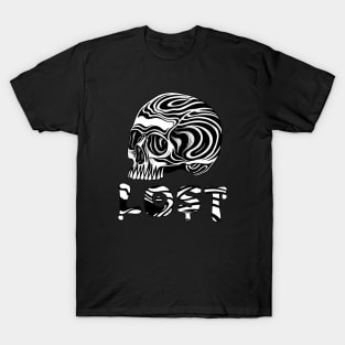 Lost skull style typography black and white T-Shirt